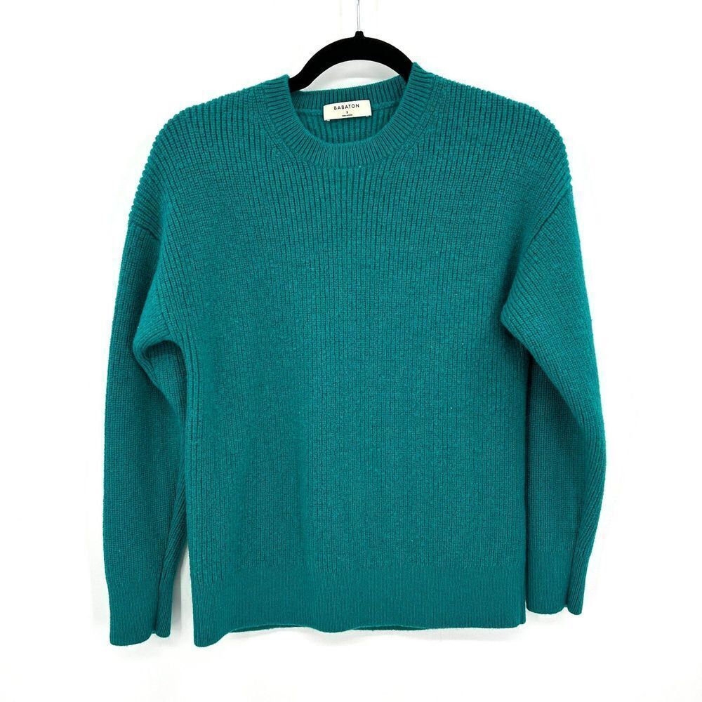 Aritzia Teal Merino Wool Crew Neck Sweater
